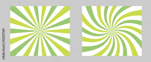 Solar explosion Sun Burst Effect. Green color burst set of 2 sun rays background. Circus background, abstract pattern with concentrated line that creates a lively and bright atmosphere.