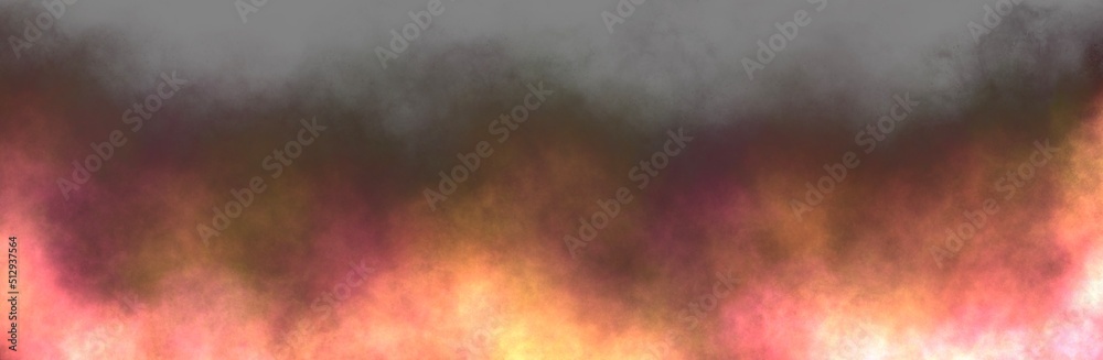 smoke fire rock in dark background