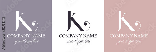 K letter monogram. Elegant luxury K logo. Calligraphic style. Vector design. Luxurious linear creative monogram.