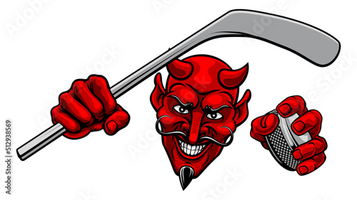Devil Satan Ice Hockey Sports Mascot Cartoon