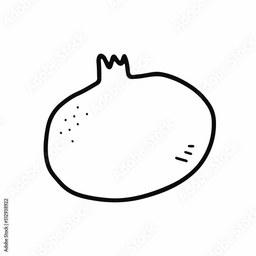 Doodle pomegranate. Hand-drawn fresh natural fruit isolated on white background. Outline healthy vegetarian food, vitamin, delicious organic plant, gardening symbol. Vector exotic garnet illustration