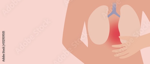 Lung disease, copy space pattern, anatomical vector stock illustration with persona and bronchitis disease