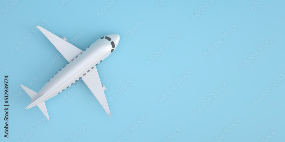 Airplane on a blue background. Illustration about travel and tourism by plane. 3d rendering. Airplane on a blue background. Illustration about travel and tourism by plane. 3d rendering.