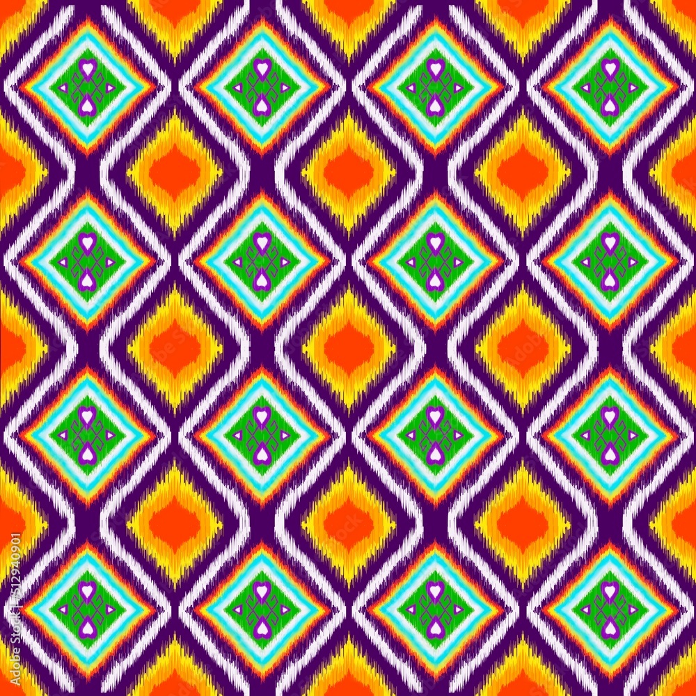 Abstractethnic geometric pattern design for background or wallpaper,Ikat geometric folklore ornament. Tribal ethnic vector texture. Seamless striped pattern in Aztec style. Figure tribal embroidery