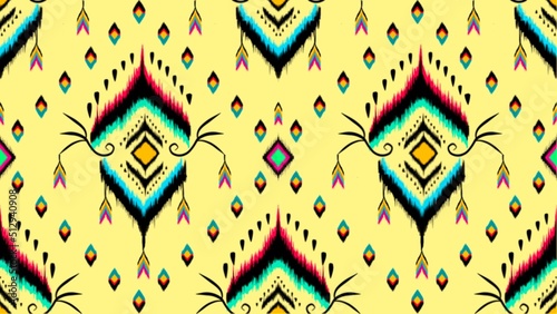 Abstractethnic geometric pattern design for background or wallpaper,Ikat geometric folklore ornament. Tribal ethnic vector texture. Seamless striped pattern in Aztec style. Figure tribal embroidery