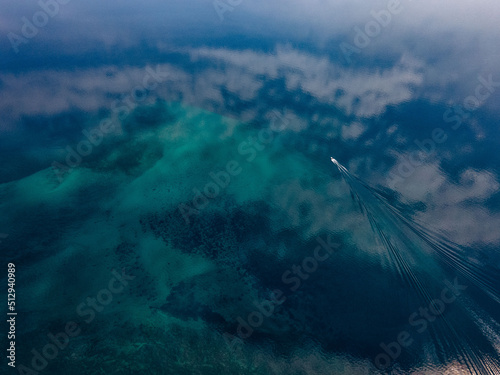 yacht in the ocean top view