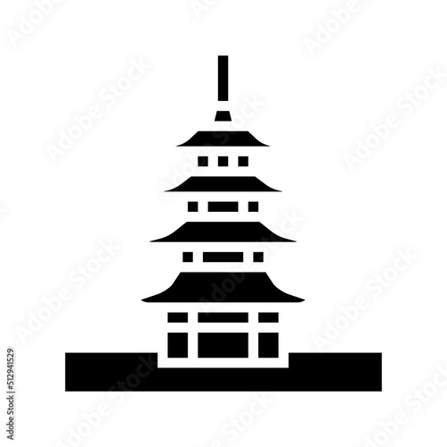 pagoda asia building glyph icon vector. pagoda asia building sign. isolated symbol illustration