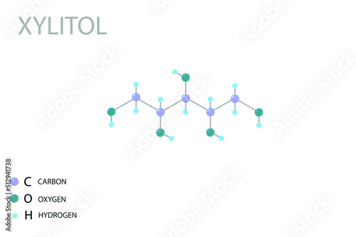 Xylitol molecular skeletal 3D chemical formula.	
