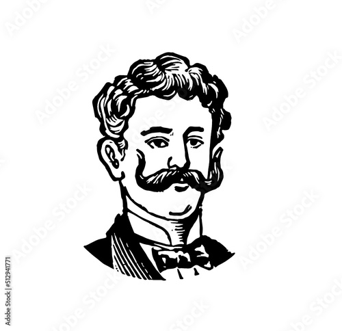 portrait of a man vintage moustache beard