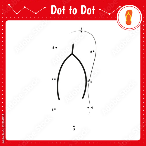 Connect the dots. Slippers. Dot to dot educational game. Coloring book for preschool kids activity worksheet. Vector Illustration.