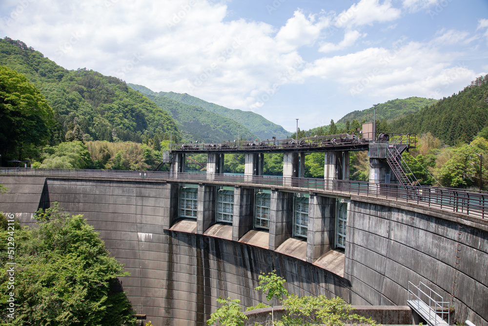 View of Nakanojo Dam near Shima hotsprings, Gunma, Japan View of Nakanojo Dam near Shima hotsprings, Gunma, Japan