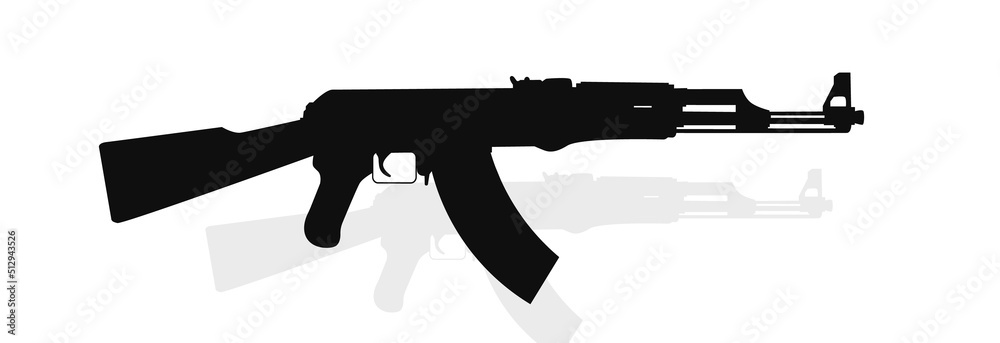 Kalashnikov assault rifle icon. Symbol of weapons and army. isolated on white background. Vector illustration
