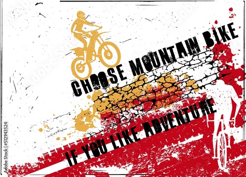 Offroad freestyle poster. Mountain biking print. Vector illustration