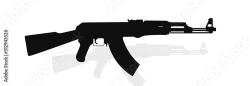 Kalashnikov assault rifle icon. Symbol of weapons and army. isolated on white background. Vector illustration