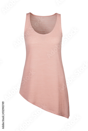 Pale pink asymmetrical summer tunic isolated on white background
