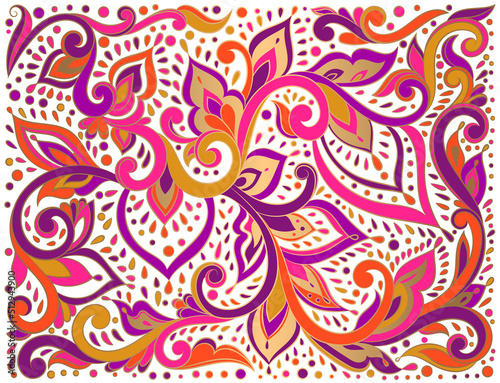 Abstract floral background. Vector ornament pattern. Paisley elements. Great for fabric, invitation, wallpaper, decoration, packaging or any desired idea.