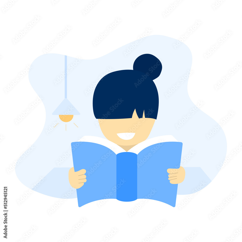 A girl reading a book. Concept of Education.