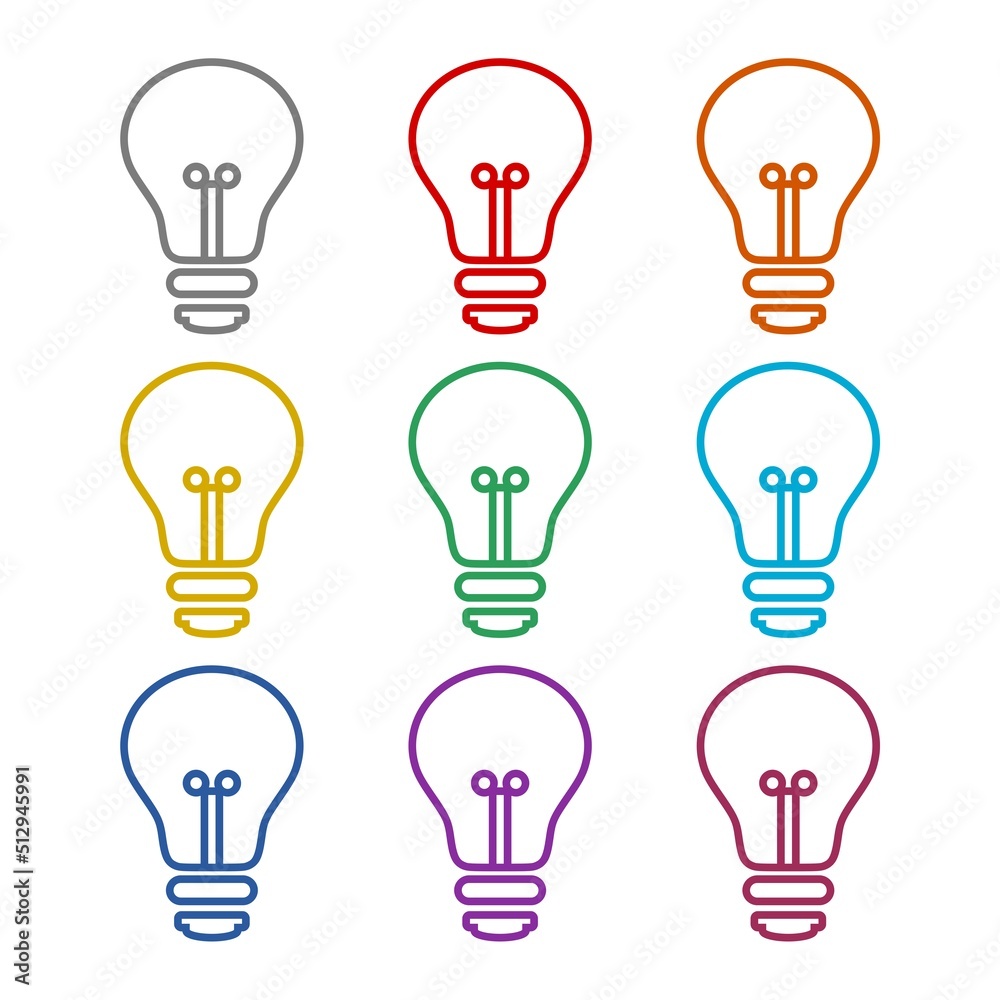 Light bulb icon isolated on white background. Set icons colorful Light bulb icon isolated on white background. Set icons colorful