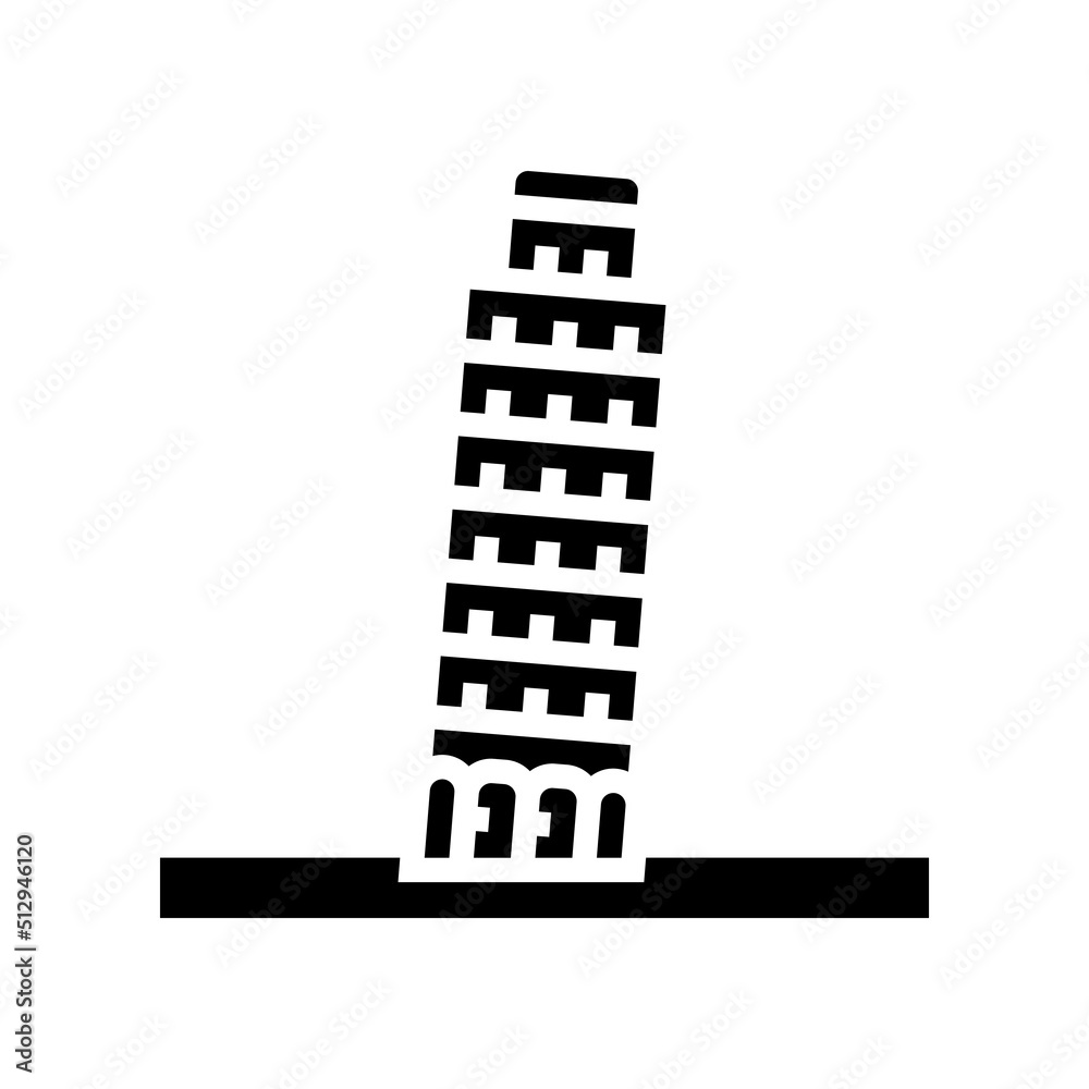 leaning tower of pisa glyph icon vector. leaning tower of pisa sign. isolated symbol illustration