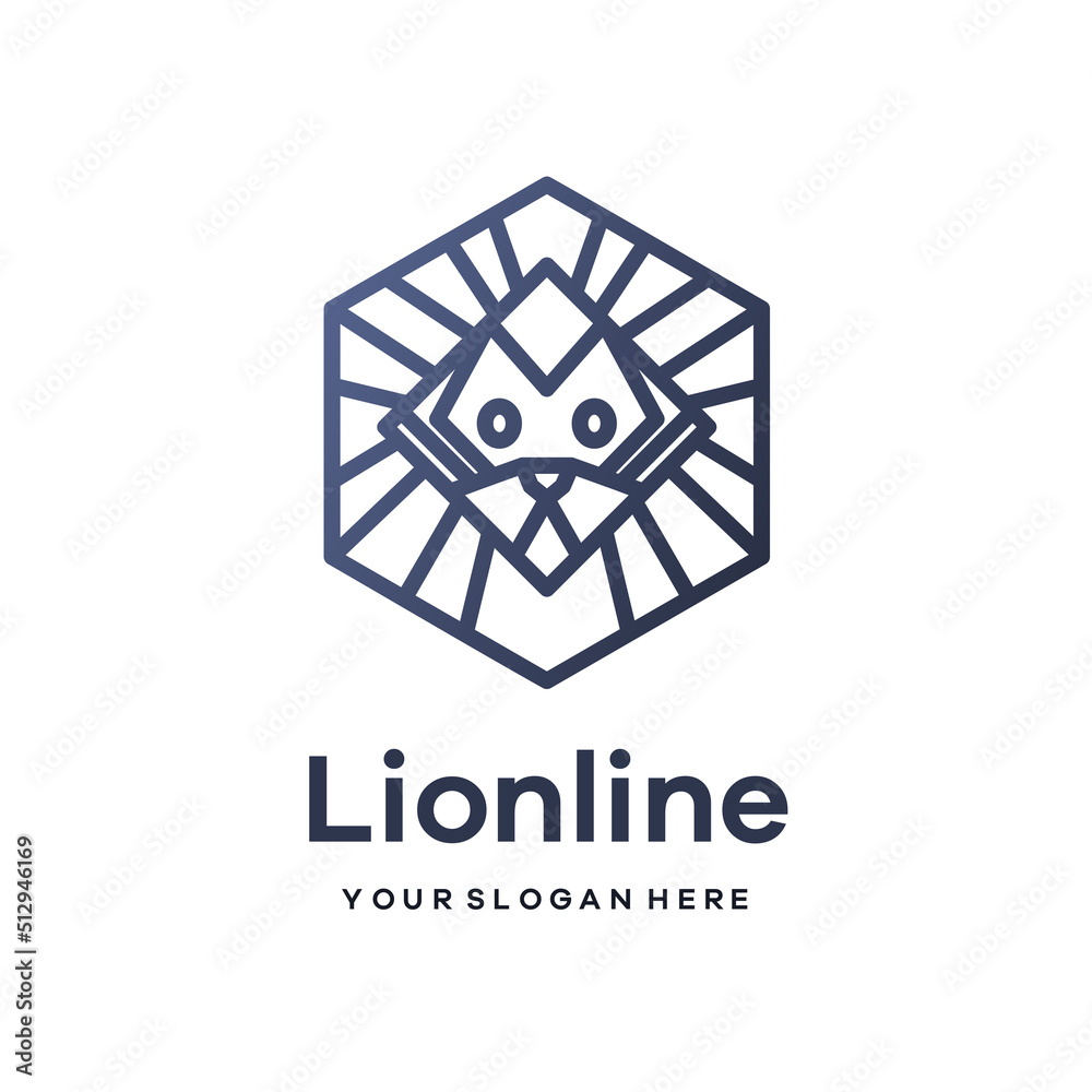 Fototapeta premium Lion monoline style minimalist logo template