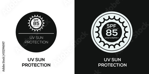 Creative (UV sun protection SPF 85) Icon ,Vector sign.