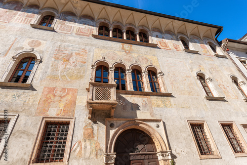 Trento downtown, Palazzo Geremia. Ancient palace in renaissance style (XV-XVI century) with the frescoes of the Geremia family. Trentino Alto Adige, Italy, Europe.