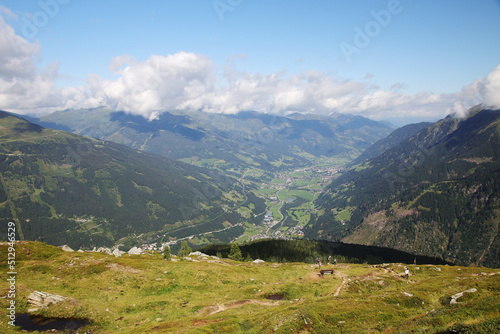 Panorama of Gastein valley from Graukogel mountain, Austria photo
