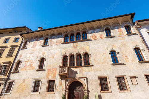 Trento downtown  Palazzo Geremia. Ancient palace in renaissance style  XV-XVI century  with the frescoes of the Geremia family. Trentino Alto Adige  Italy  Europe.