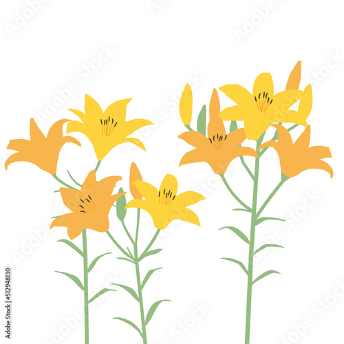 オレンジのユリの花のイラスト