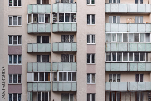 Canvas Print Detail of balconies in a block of the flats