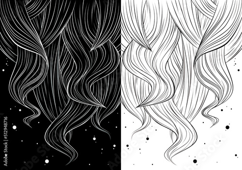 illustration - contrast long hair background with poka dot