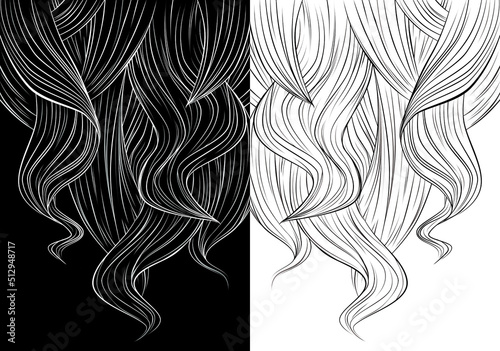 illustration - contrast long hair background 