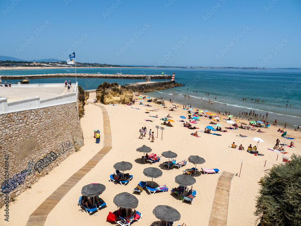 City walls and Praia da Batata beach, Lagos, Algarve, Portugal City walls and Praia da Batata beach, Lagos, Algarve, Portugal