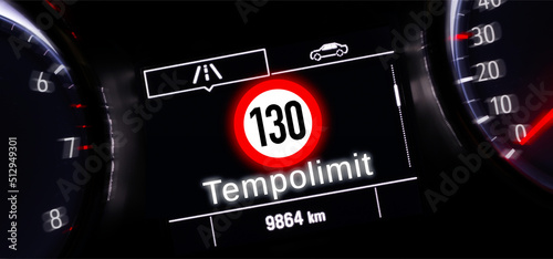 Tempolimit 130 km/h auf PKW Info Display
