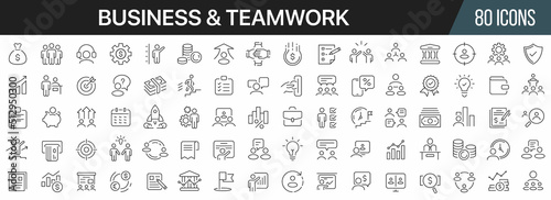 Business and teamwork line icons collection. Big UI icon set in a flat design. Thin outline icons pack. Vector illustration EPS10