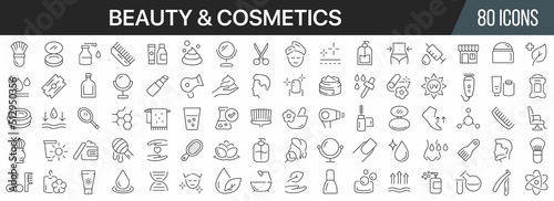 Beauty and cosmetic line icons collection. Big UI icon set in a flat design. Thin outline icons pack. Vector illustration EPS10 © stas111