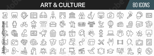 Art and culture line icons collection. Big UI icon set in a flat design. Thin outline icons pack. Vector illustration EPS10