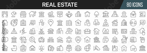 Real estate line icons collection. Big UI icon set in a flat design. Thin outline icons pack. Vector illustration EPS10