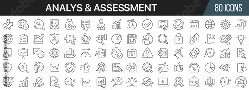 Fotografia Analysis and assessment line icons collection