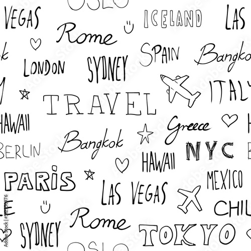 Travel background city names