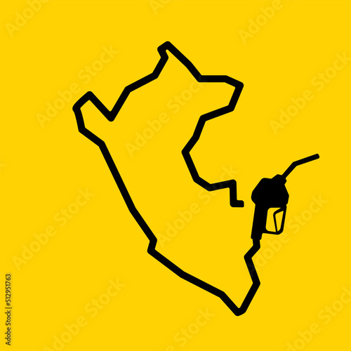 Outline map of peru made from a petrol gas pump