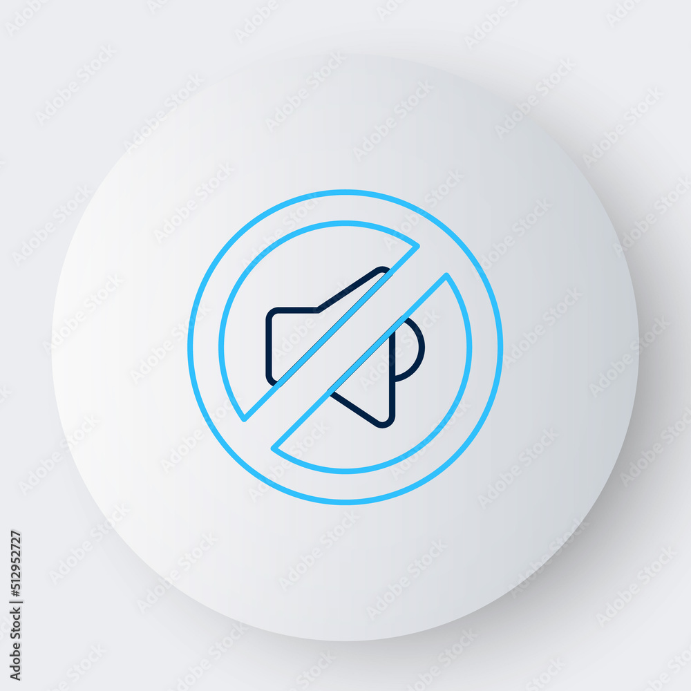 Line Speaker mute icon isolated on white background. No sound icon. Volume Off symbol. Colorful outline concept. Vector Line Speaker mute icon isolated on white background. No sound icon. Volume Off symbol. Colorful outline concept. Vector