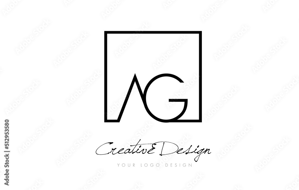 AG Square Frame Letter Logo Design with Black and White Colors. AG Square Frame Letter Logo Design with Black and White Colors.
