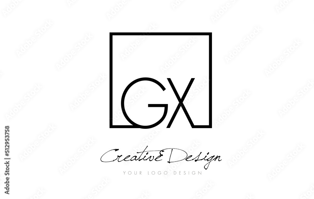 GX Square Frame Letter Logo Design with Black and White Colors. GX Square Frame Letter Logo Design with Black and White Colors.