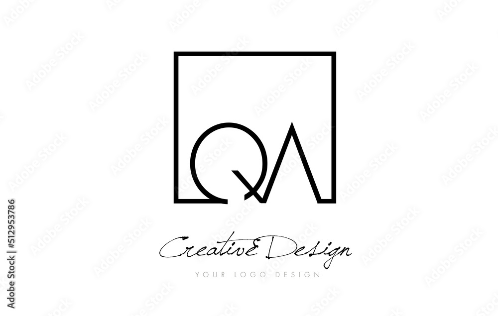 QA Square Frame Letter Logo Design with Black and White Colors. QA Square Frame Letter Logo Design with Black and White Colors.