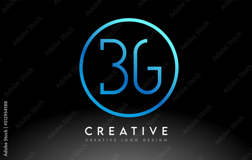 Neon Blue BG Letters Logo Design Slim. Creative Simple Clean Letter Concept. Neon Blue BG Letters Logo Design Slim. Creative Simple Clean Letter Concept.