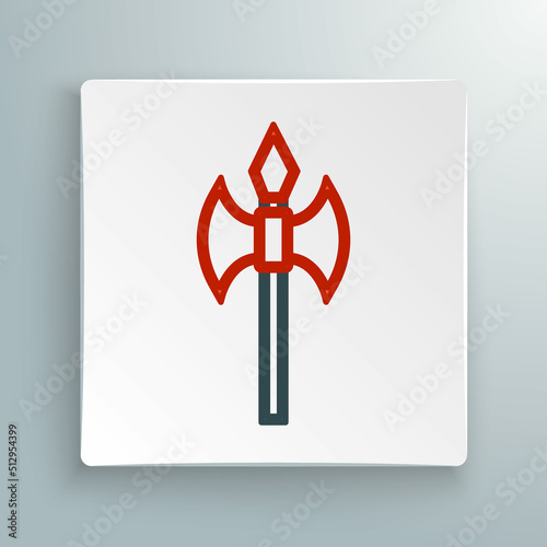 Line Medieval axe icon isolated on white background. Battle axe, executioner axe. Medieval weapon. Colorful outline concept. Vector