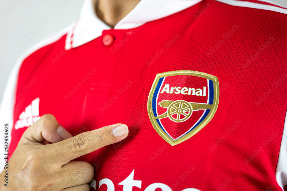 Thailand, June 2022 - Adidas launch the new home kit jersey of Arsenal ...
