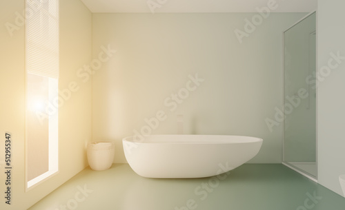 Sunset.. Bathroom interior bathtub. 3D rendering.