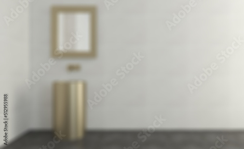 Scandinavian bathroom, classic  vintage interior design. 3D rend. Abstract blur phototography. © COK House
